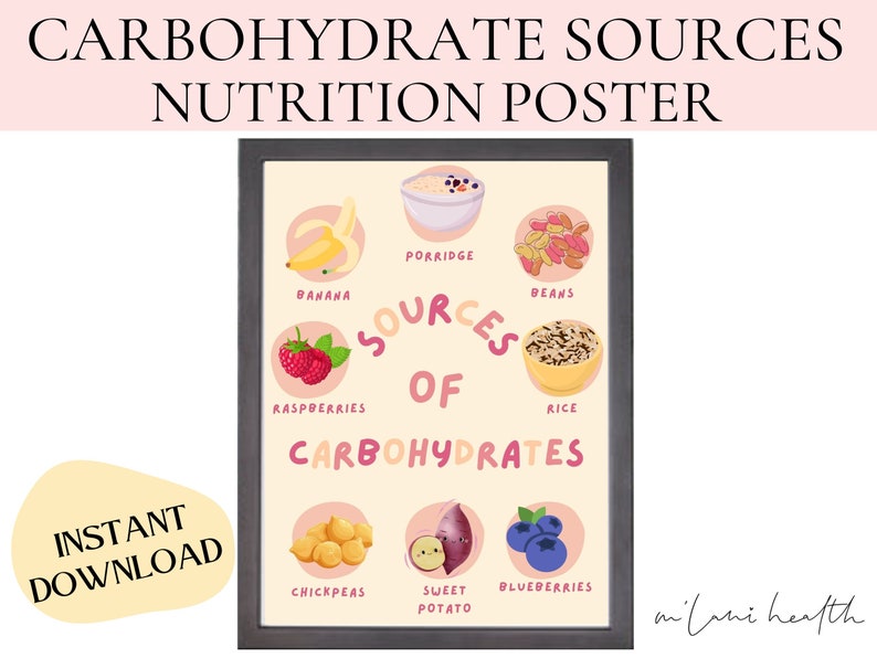 Carbohydrate Sources Educational Poster Children's Poster Kids