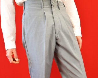 Italian Vintage 80s Grey Tailored Pants - Italian Elegant Timeless Trousers - 90s Minimalism Business Baggy Pants - Genderneutral Retro