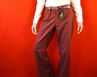 Sartorial 60s Wide Leg Pants - Brocade Geometric Pattern - Italian Trousers Manufactury - Classic Elegance - Burgundy