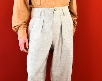 Rare 60s 70s Luxurious Italian Wool Vintage Trousers - Made in Italy - Wide Leg Pants - Classic Tailored Mens Trousers - Death Stock - Baggy