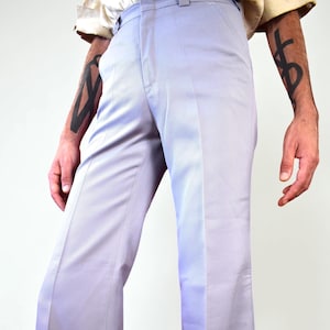 Pantalones acampanados italianos vintage de los años 70 - Elegantes pantalones de vestir de estilo sartorial - Patrón de canalé diagonal