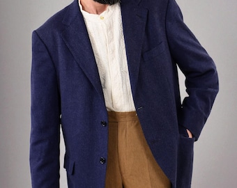Lanificio Del Casentino Dal Navy Cashmere Wool Gold Button Jacket Lanificio Del Casentino Dal Navy Cashmere Wool Gold Button Jacket