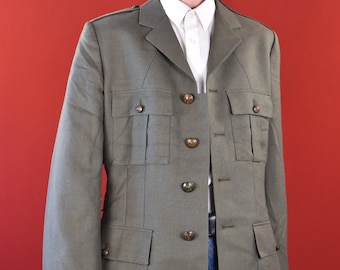 Vintage Dutch Army Jacket: 1977 Khaki Green Military Blazer, Men's