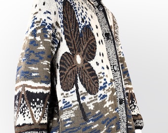 manteau en mohair italien vintage – veste cardigan jacquard Chateaucore en laine des années 80
