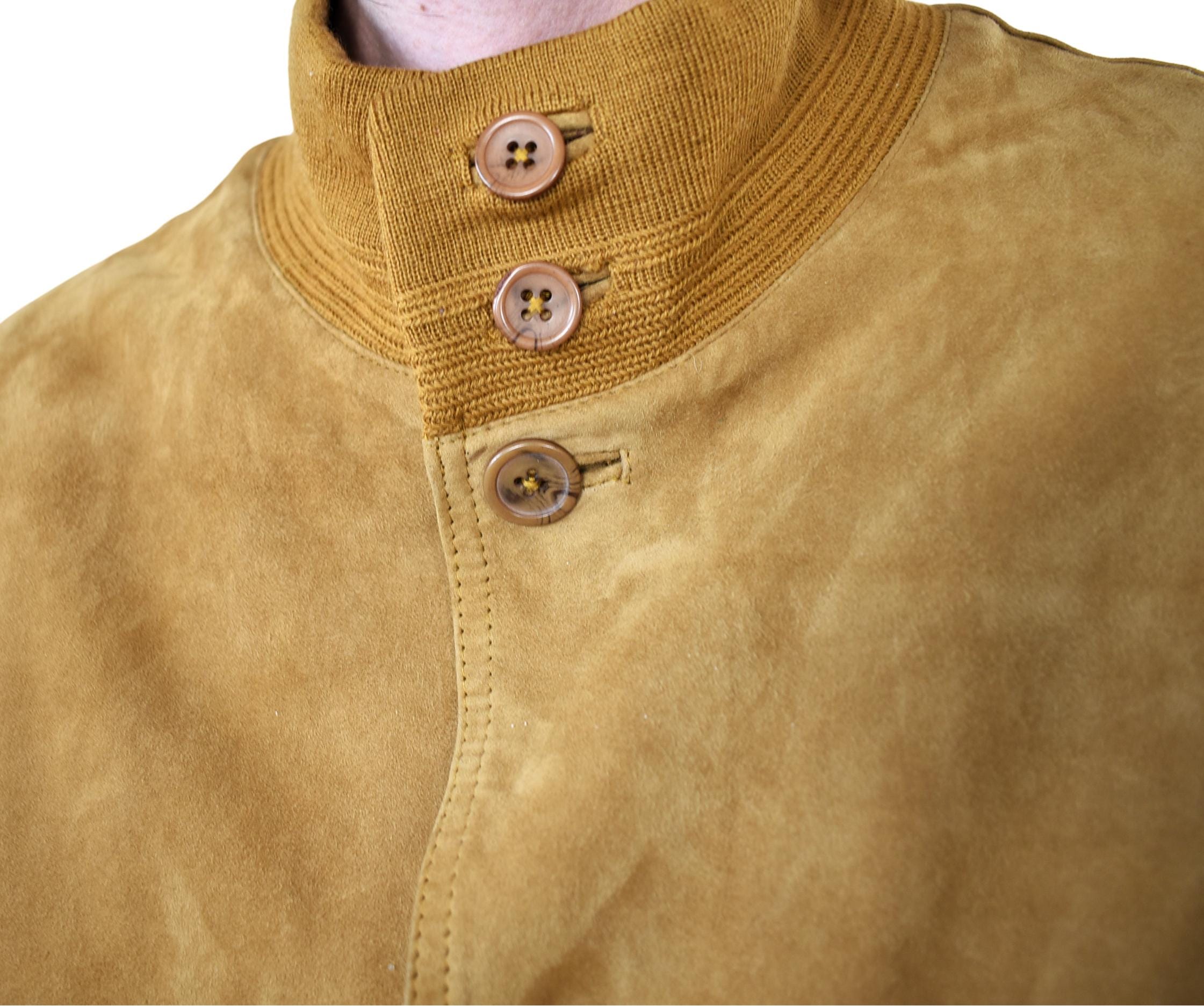 Vintage 90s Italian Suede Bomber Jacket: Men's XL Brown