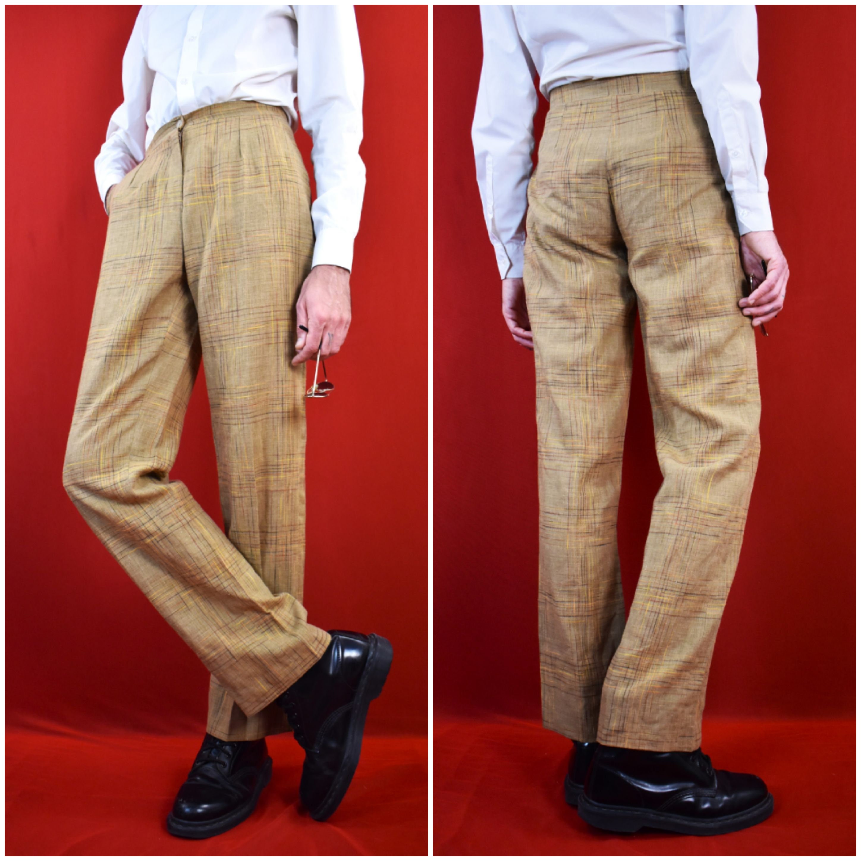 Italian Vintage Linen Pants - Tartan 80s Brown Capsule Italian Vintage Linen Pants - Tartan 80s Brown Capsule