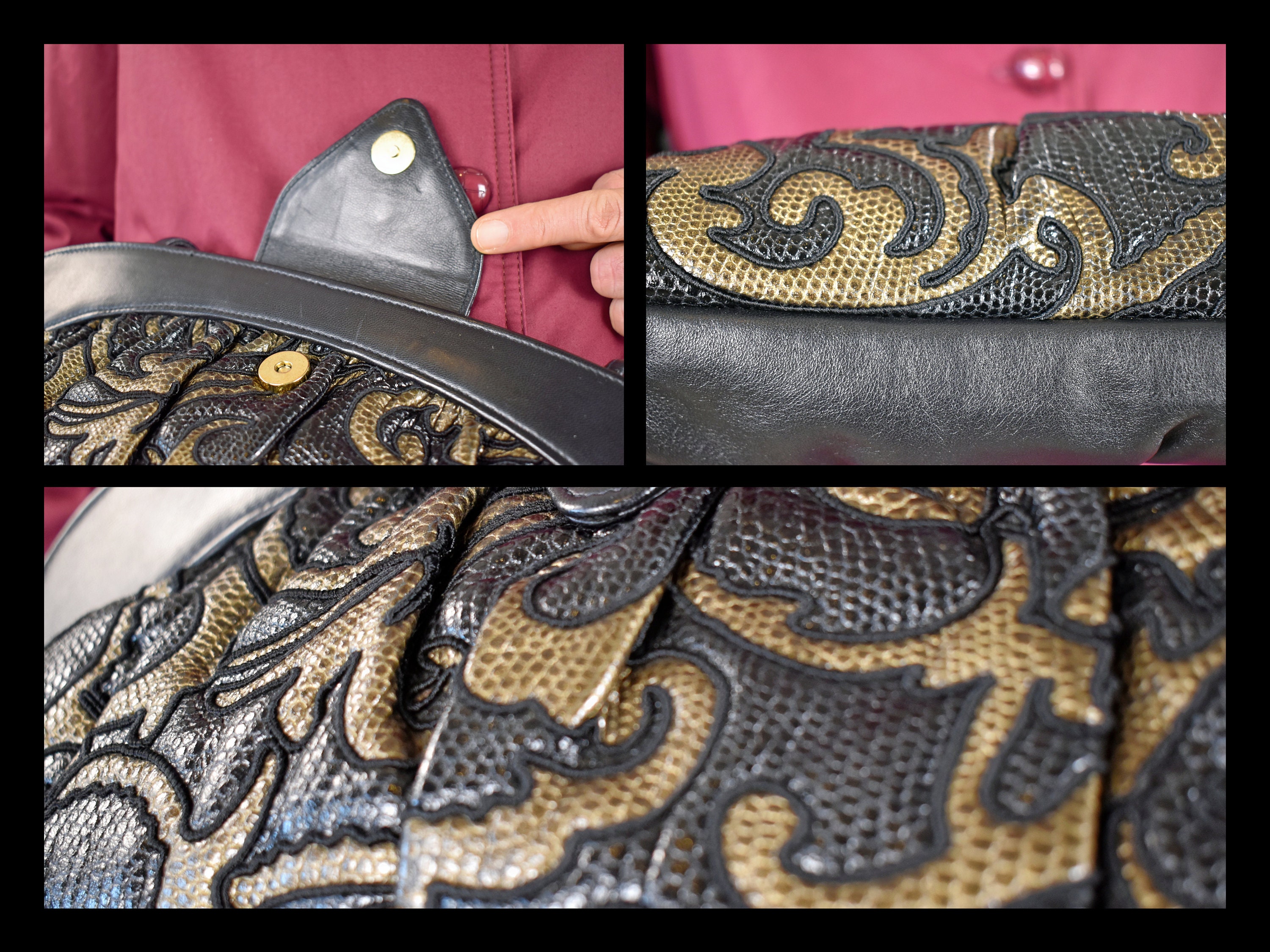 新品　未使用品ヴィンテージbraccialini イタリア製 レザーポシェット Braccialini Vintage 80s Leather Shoulder Bag: Italian Baroque