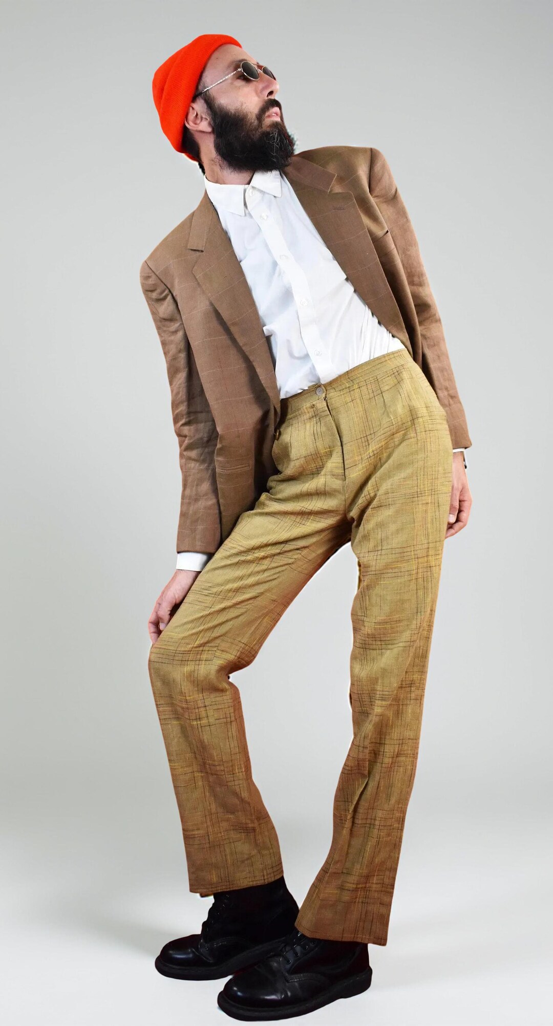 Vintage Italian Tartan Linen Pants: 80s High Waist Trousers - Etsy