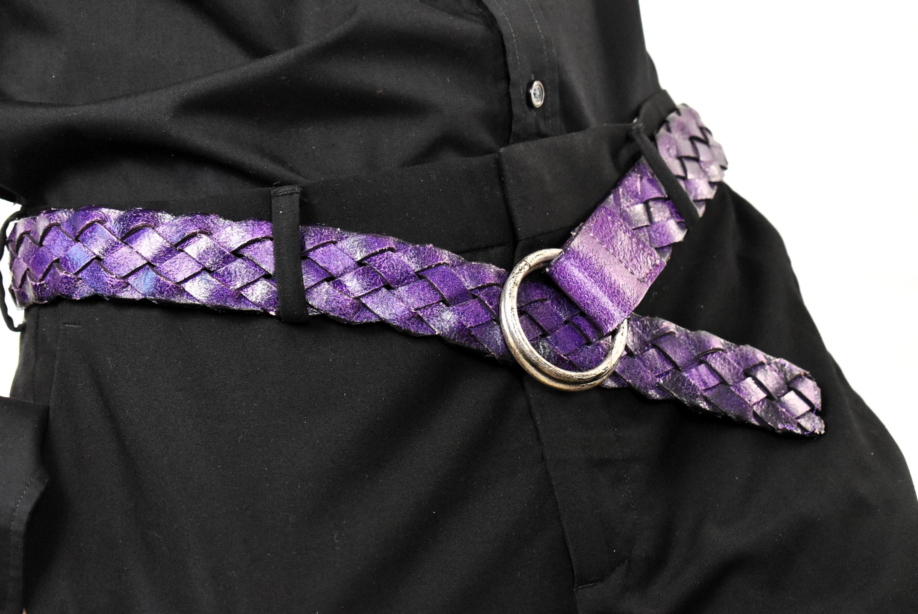 Vintage Purple Woven Belt with Shell Accent Nexbelt Braided Purple & Gold Golf Belt 1.38 main image 2