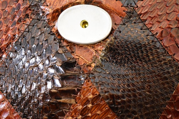 Exotic Patchwork Leather Handbag | Sculptural 50s… - image 11