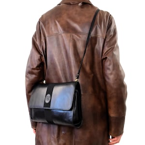 Boldrini Vintage Leather Shoulder Bag | Italian Black Crossbody | Handmade 90s EverydayBag | Luxury Artisan Design | Unisex Gift Idea
