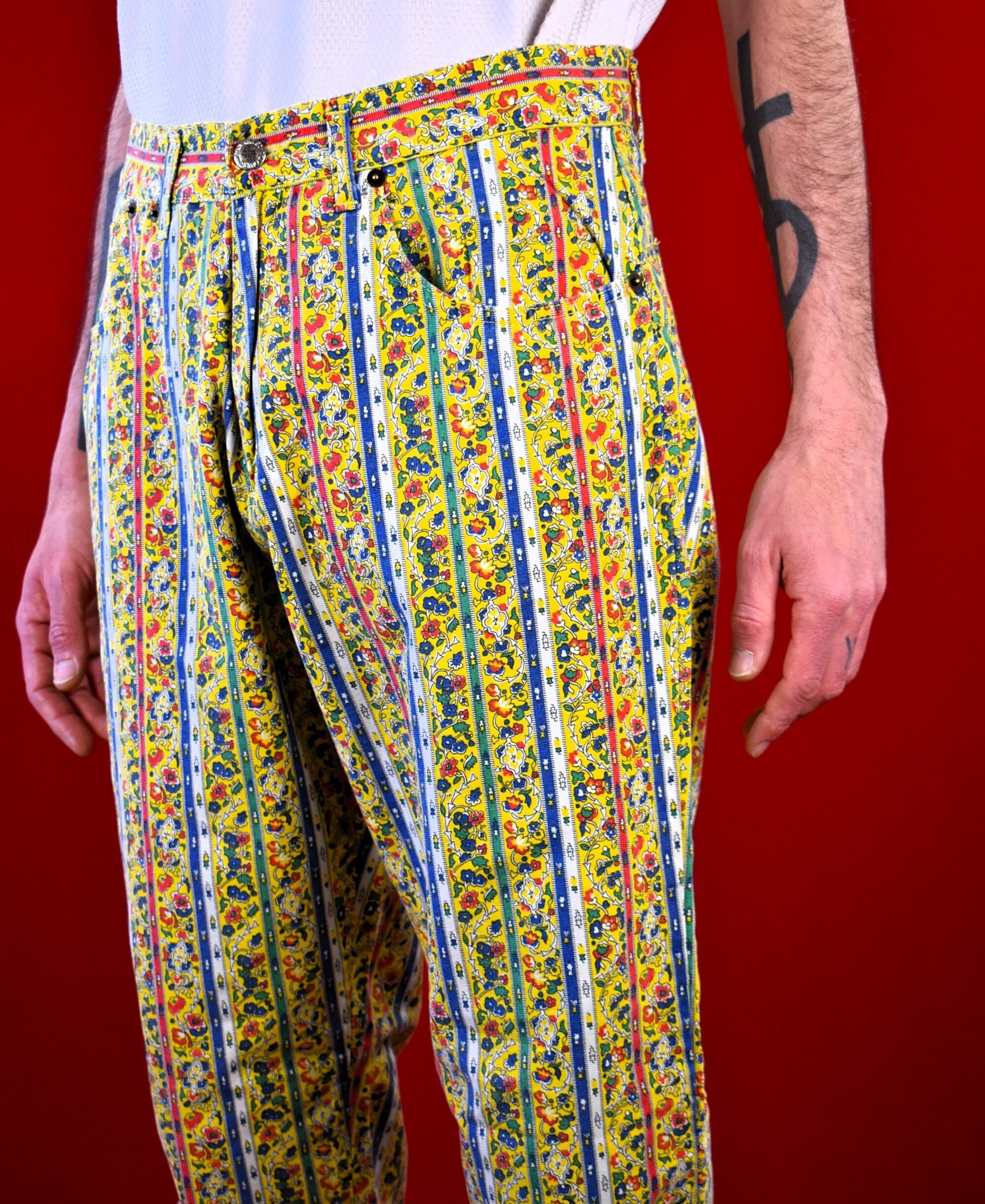 Stussy FLEUR STRIPE BEACH PANTS Mサイズ（Buy Original 80s 