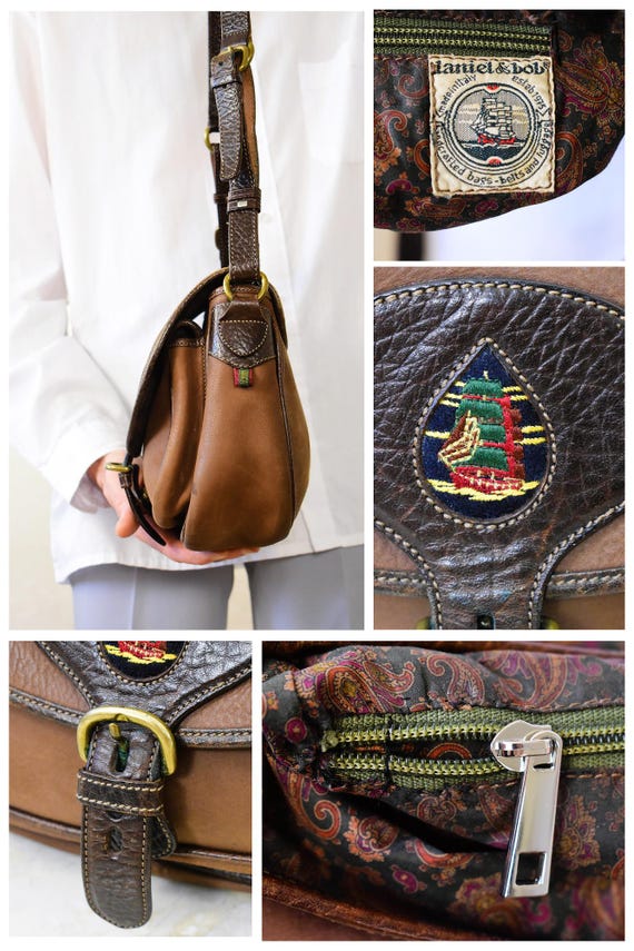 Handmade 70s Italian Thick Leather Crossbody Satchel: Daniel & Bob