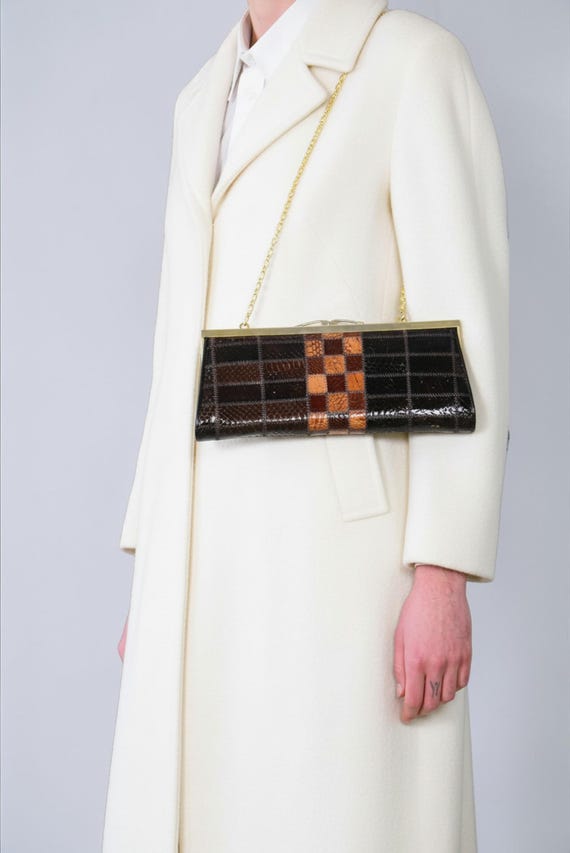 1970s Exotic Python Frame Bag – Convertible Gold … - image 1