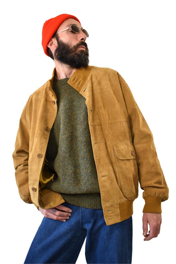 ジャケット・アウター 90s vintage suede leather bomber jacket Vintage 90s Suede Bomber Jacket | Italian Brown Leather Coat