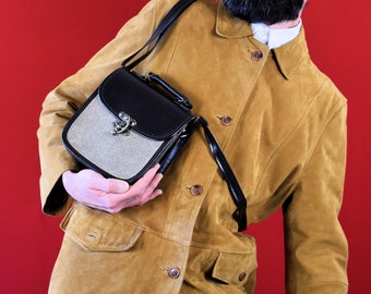 70s Vintage Italian Brown Leather Crossbody bag - Shoulderbag - Messenger bag - Purse - Saddlebag - Briefcase - Italy Design Bag