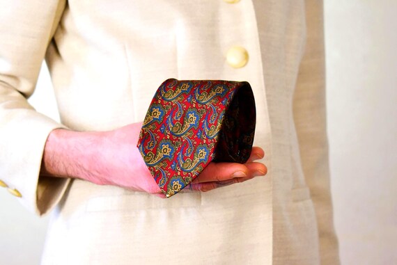 Vintage Christian Dior Monsieur Silk Tie: Paisley Designer Accessory Made in Italy