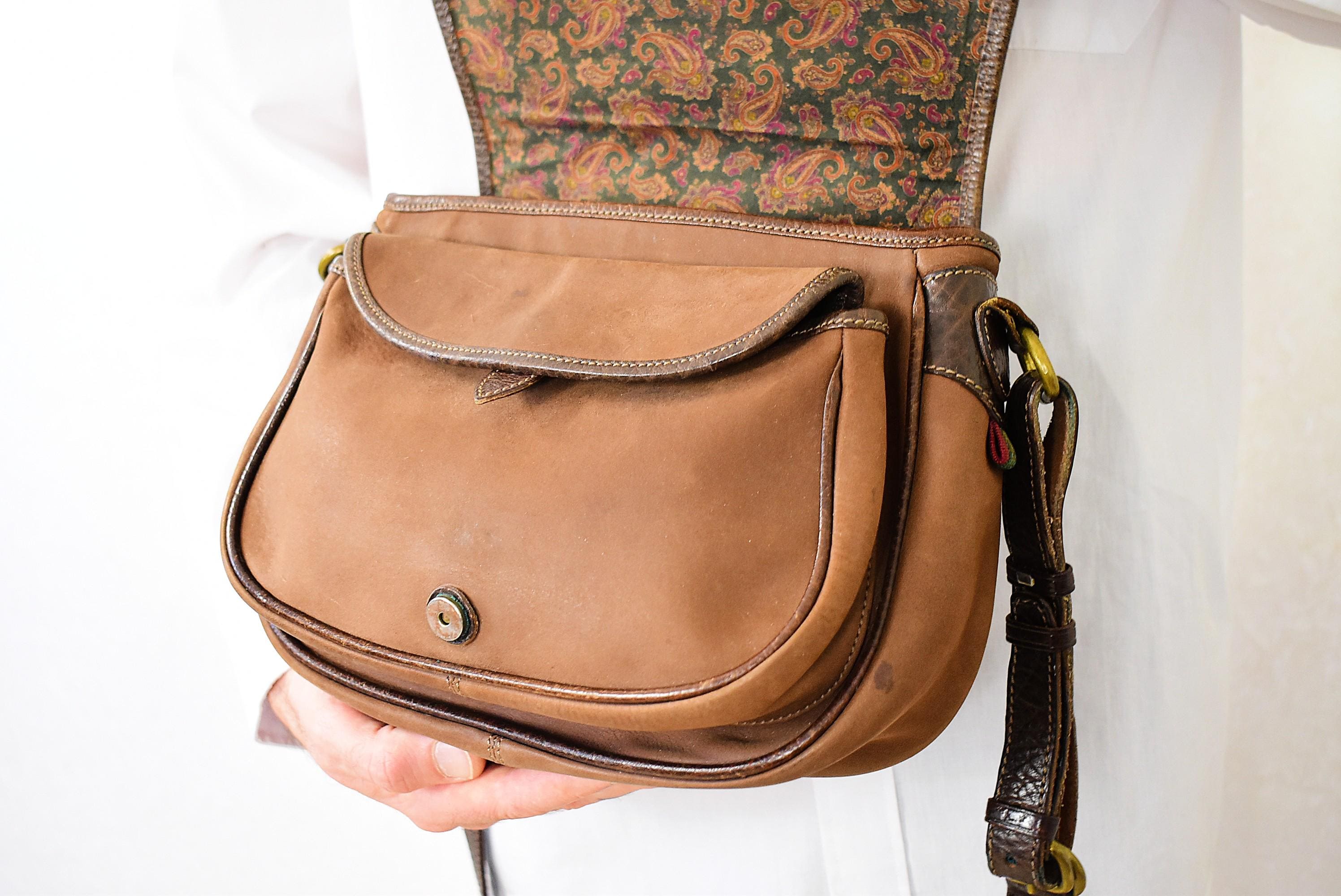 Handmade 70s Italian Thick Leather Crossbody Satchel: Daniel & Bob 