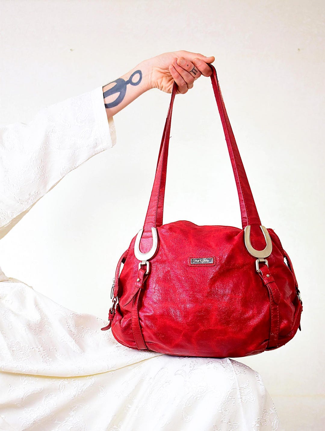 Calvin Leder Pat Calvin Bags Vintage Rot Kunstleder Hobo Bag: Pat