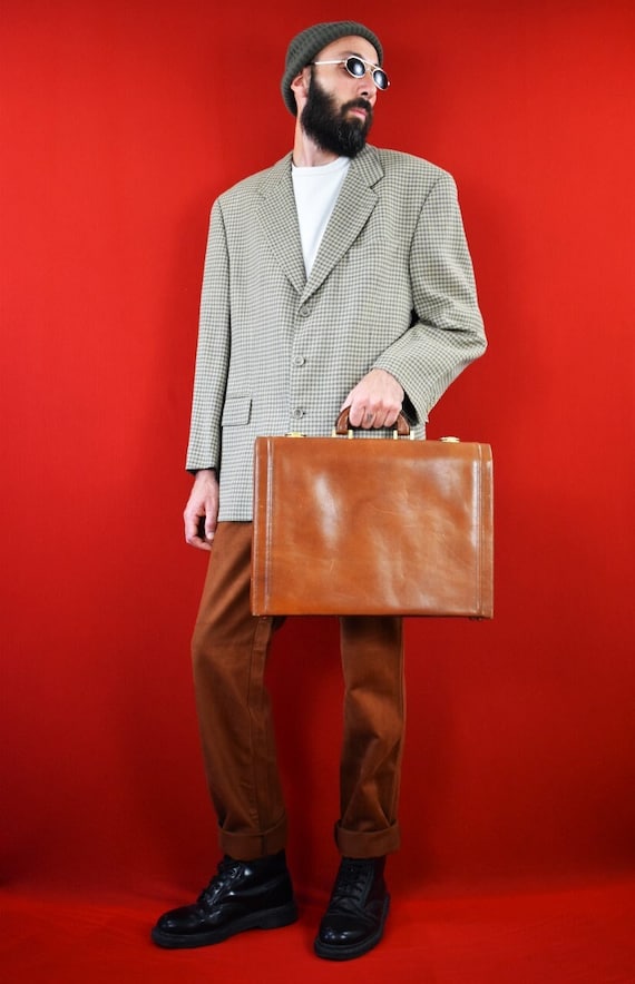 Italian Vintage Leather Suitcase - 50s Brown Retro