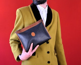 Trussardi 70s Vintage Leather Clutch Italian Travel Pouch