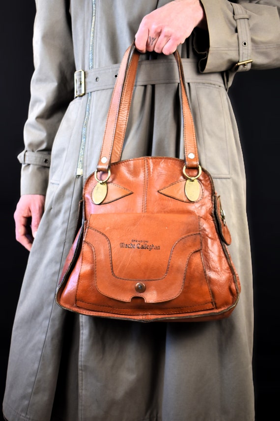 70s Italian Handmade Leather Vintage Tote Bag - Ar