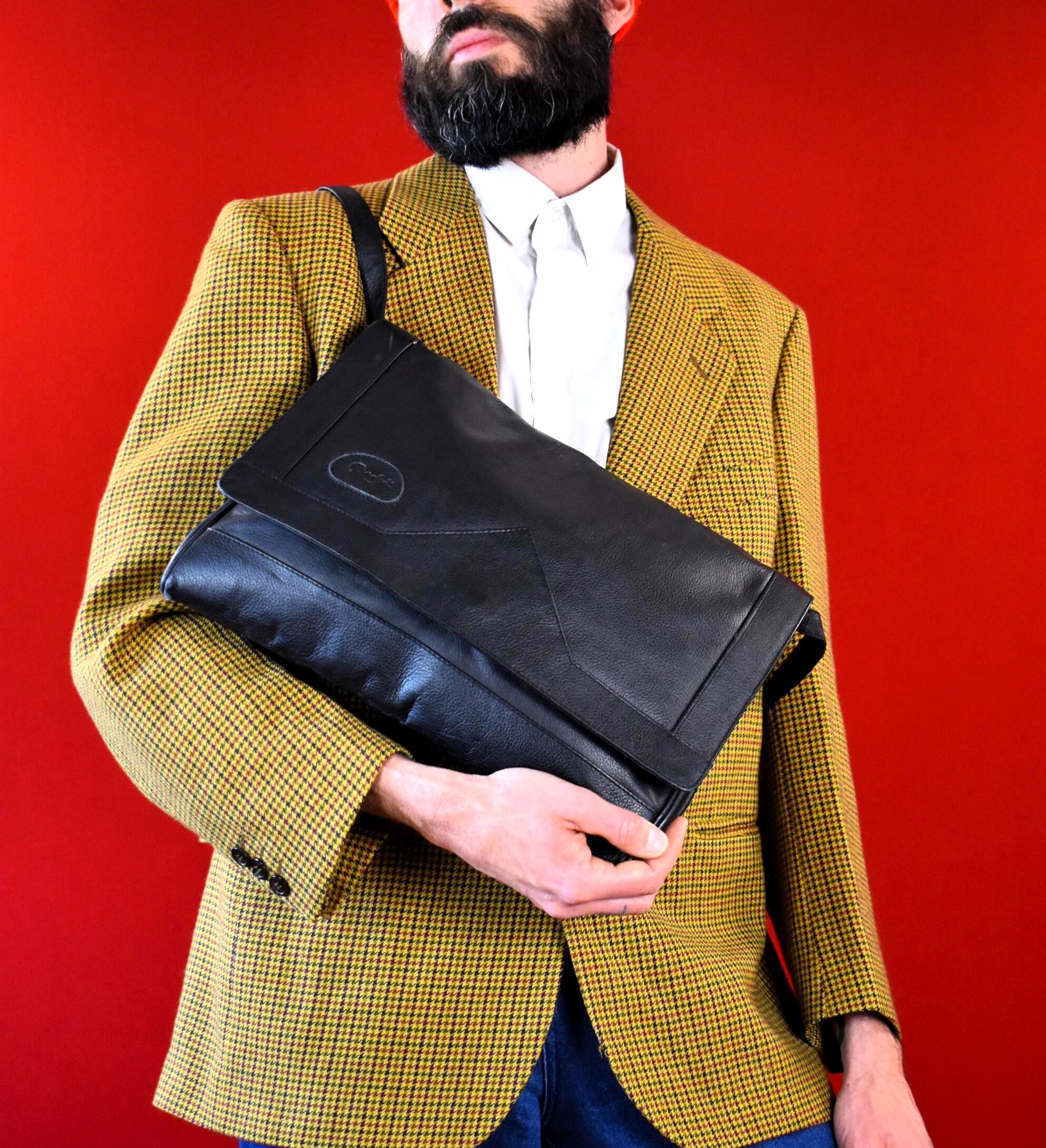 Genuine HUGO BOSS leather front flap messenger bag for work