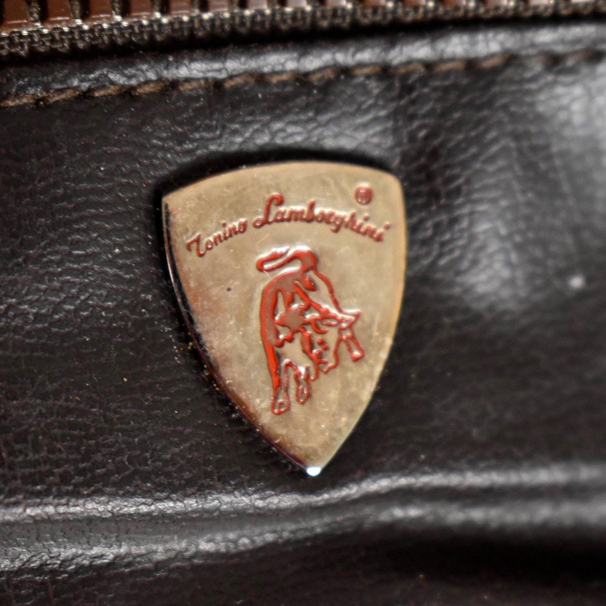 Vintage Tonino Lamborghini Leather Messenger Bag, Italian Brown