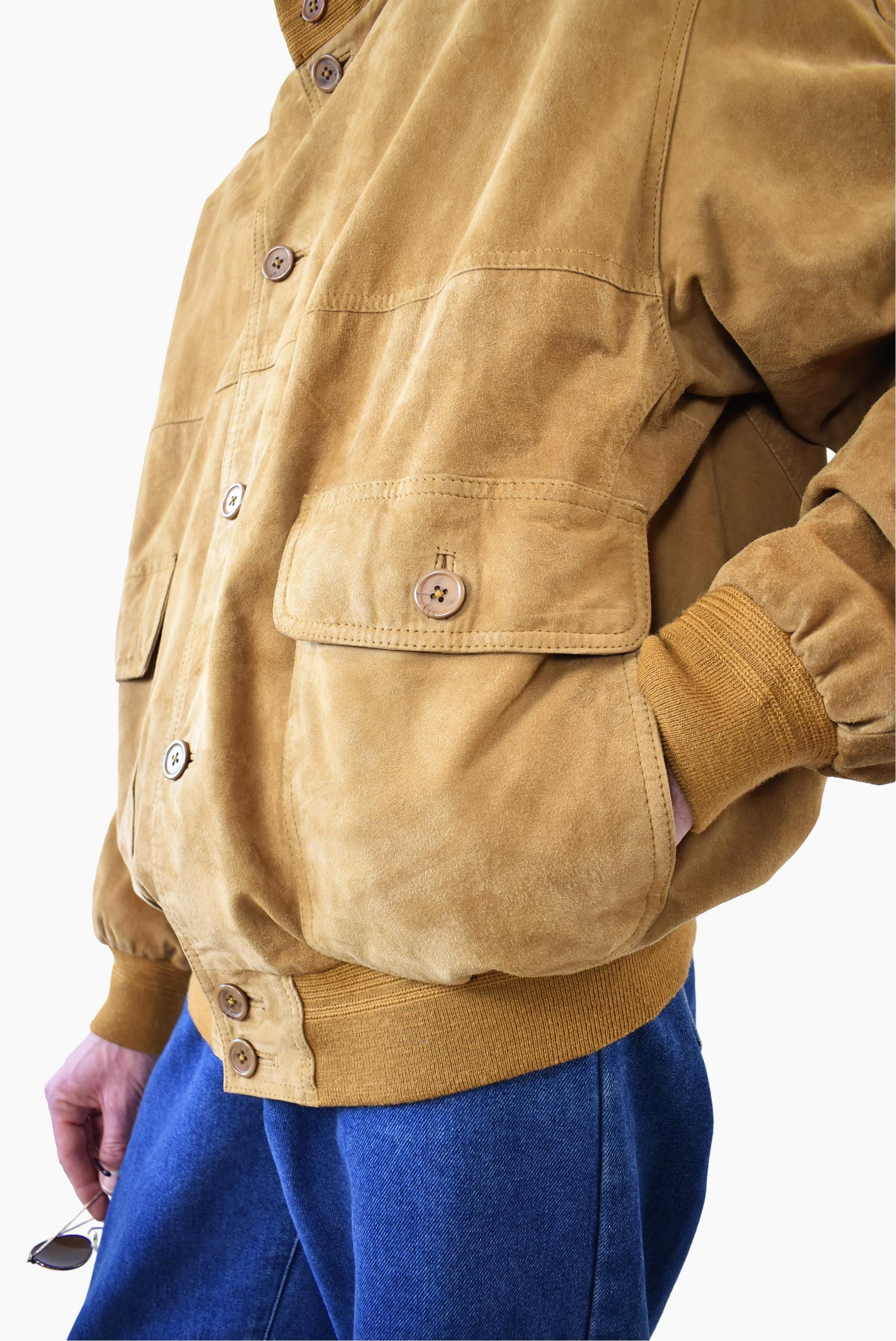 Vintage 90s Italian Suede Bomber Jacket: Men's XL Brown