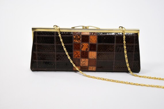 1970s Exotic Python Frame Bag – Convertible Gold … - image 2