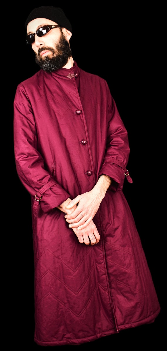 80年代ヴィンテージキルティングコットンコート：バーガンディのドイツ