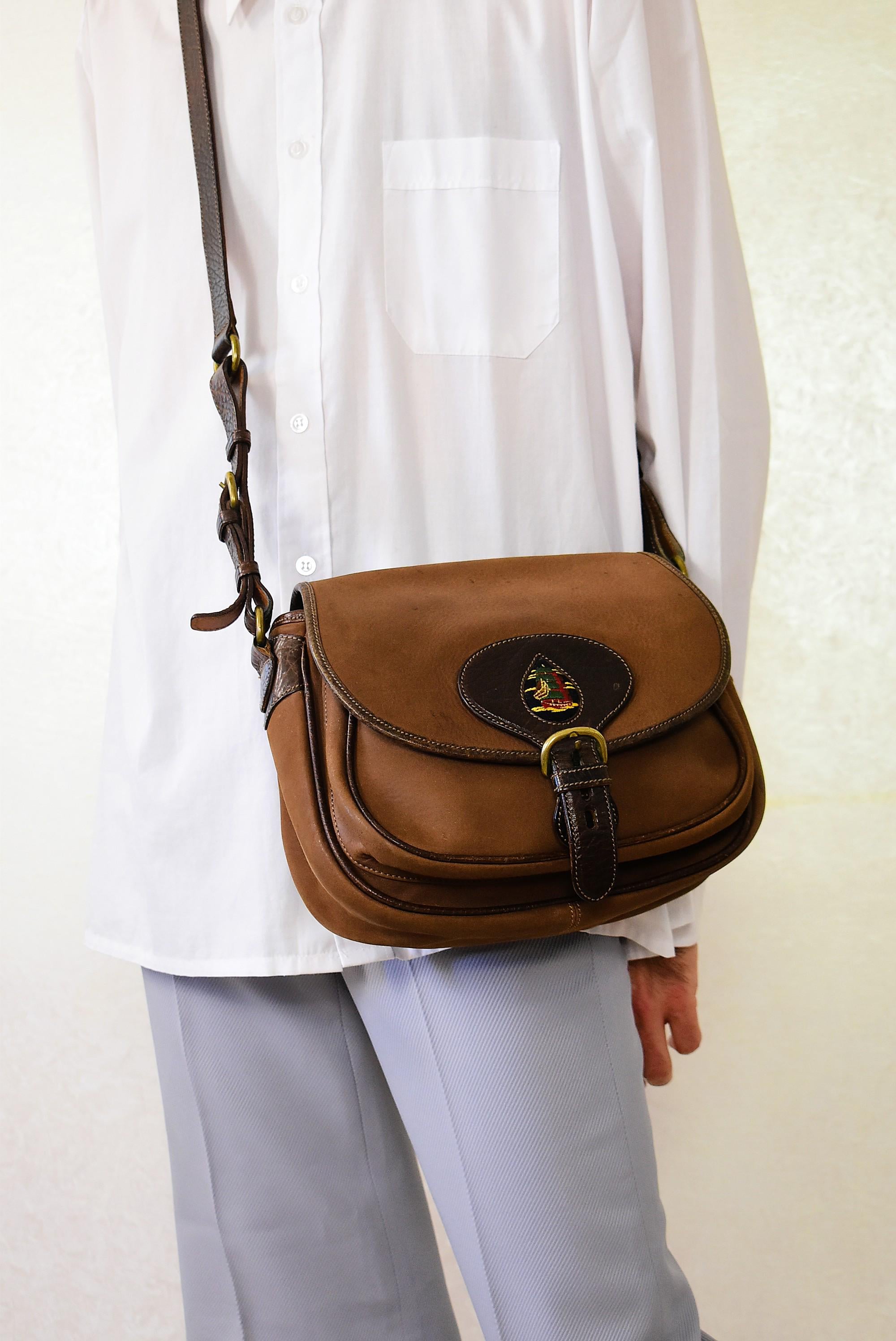 Handmade 70s Italian Thick Leather Crossbody Satchel: Daniel & Bob