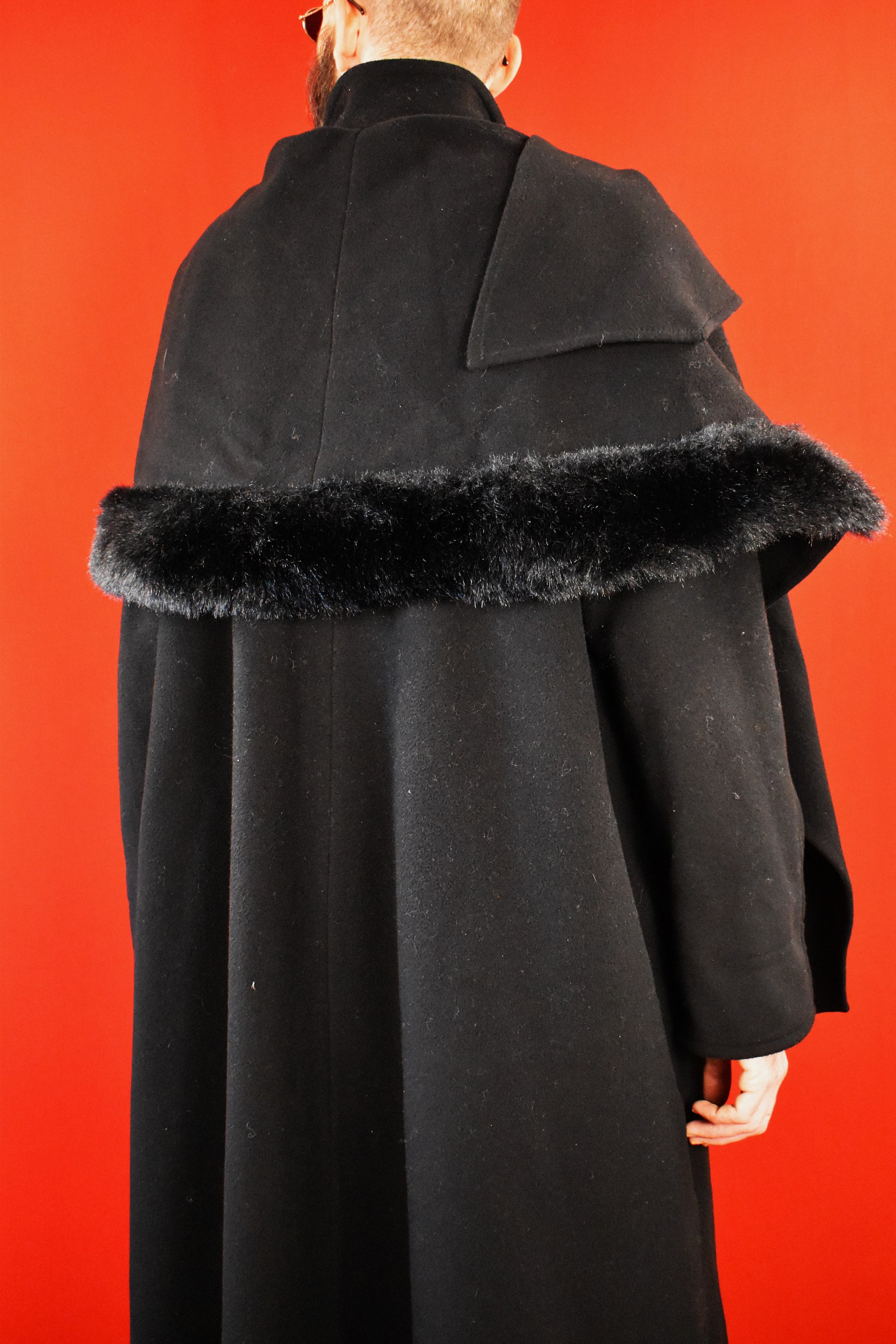CASHMERE Caped Ulster Coat - Black Inverness Coat - Vintage CASHMERE Caped Ulster Coat - Black Inverness Coat - Vintage