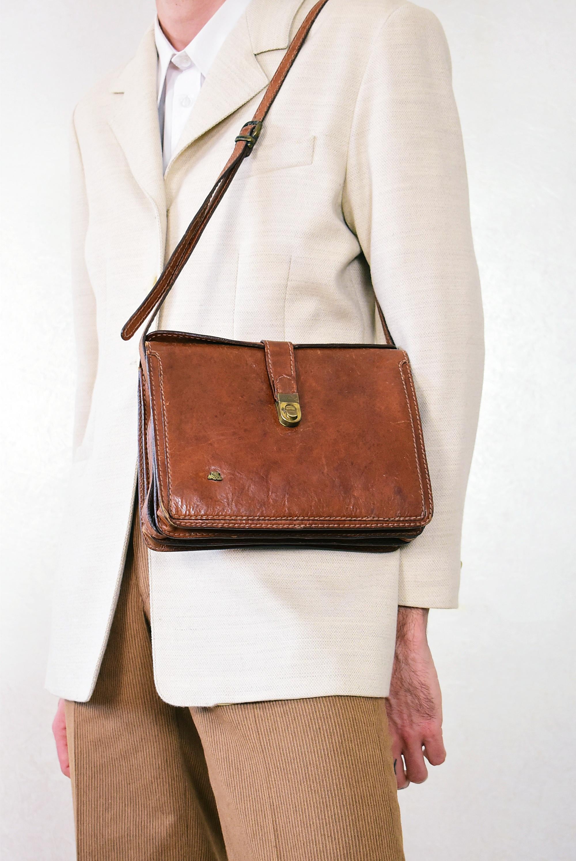 Vintage 70s the Bridge Leather Bag: Iconic Italian Brown Crossbody