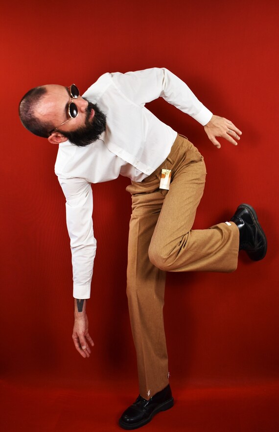 USA製70s〜クレイジーパターンストレートパンツヴィンテージ珍品