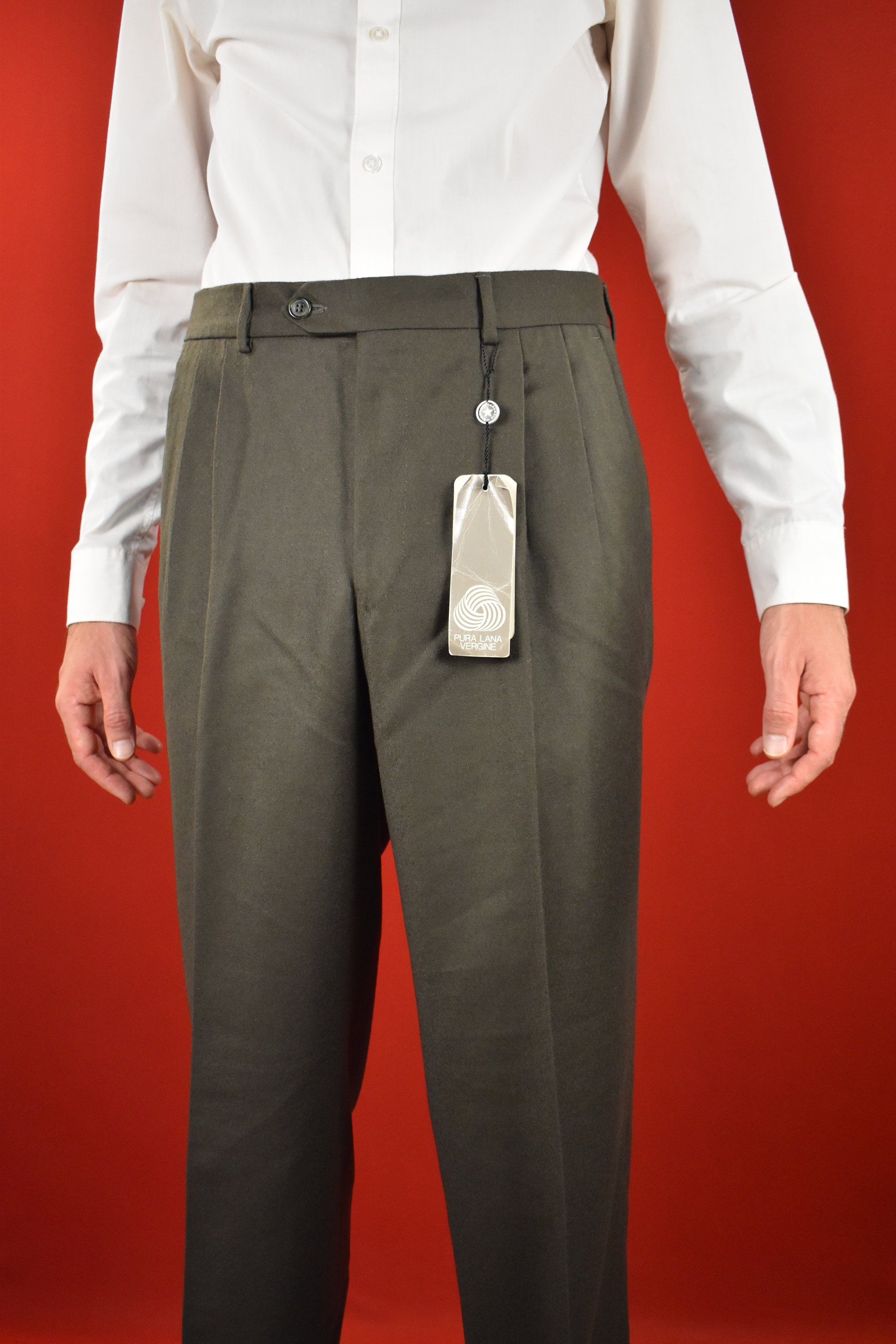 70s Dark Green Italian Vintage Wool Pants | Pure Virgin Wool 70s Dark Green Italian Vintage Wool Pants | Pure Virgin Wool