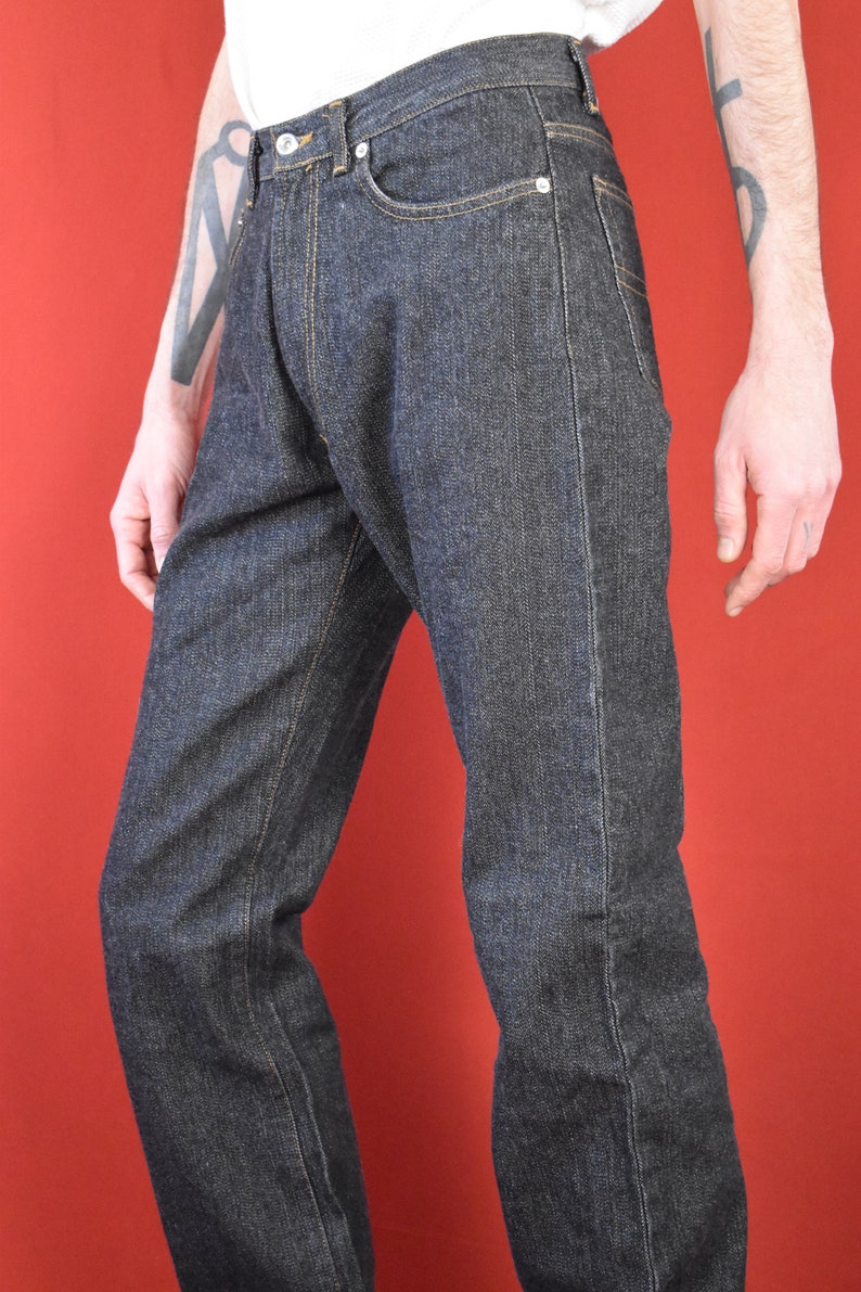 Exquisite Italian Raw Denim Private Labe Jeans Vintage 90s Denim Pants Cotton Pants Straight Pants Mid Raise Retro Pants image 2