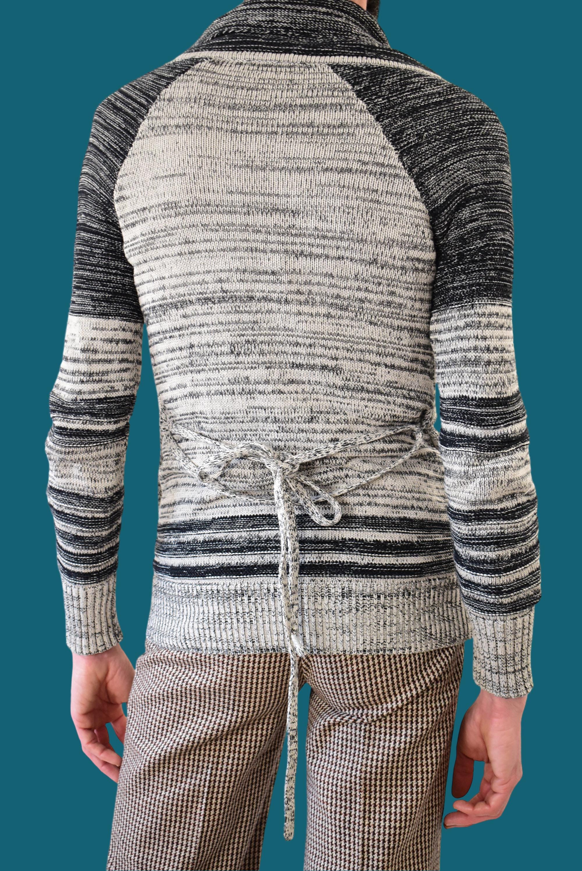 90s Armani Exchange Cardigan: Asymmetrical Knit Cotton Designer 