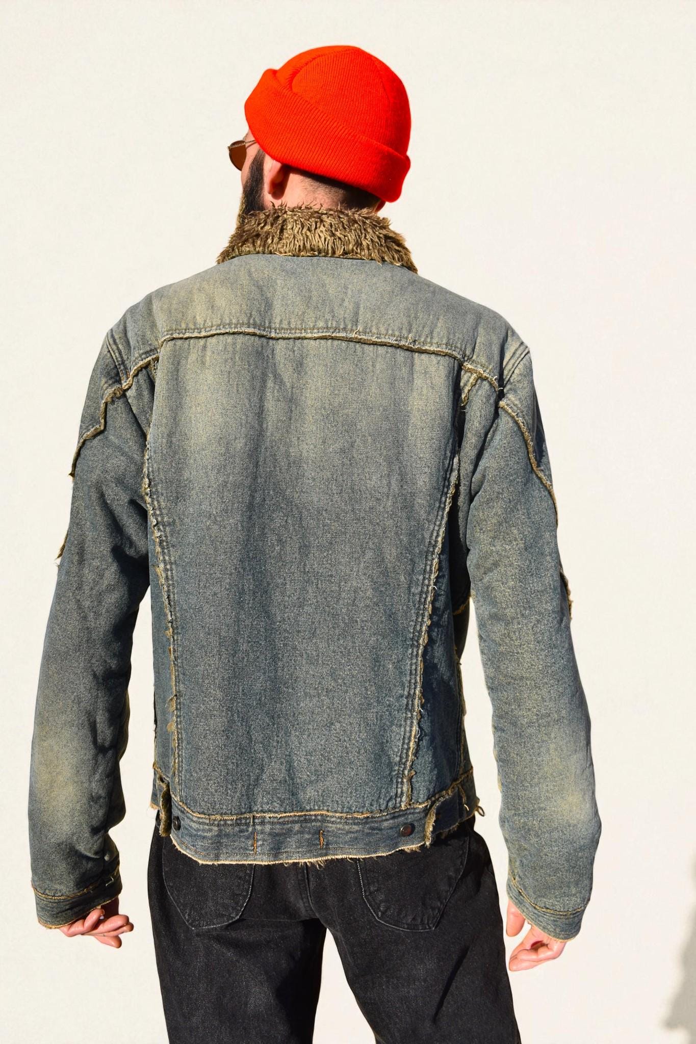 Just Cavalli Vintage Denim Jacket: Sherpa Faux Shearling Jean Coat