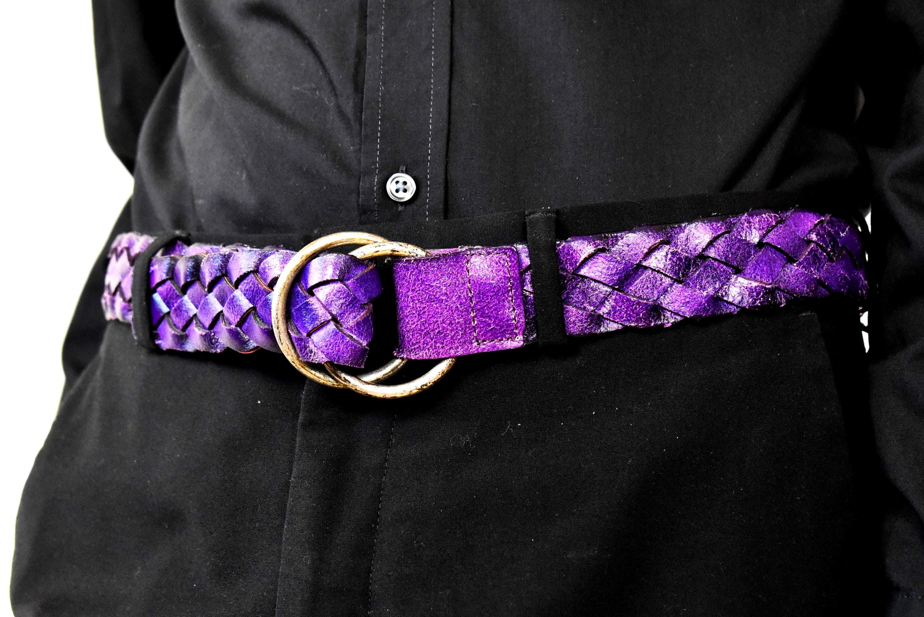 Vintage Purple Woven Belt with Shell Accent Nexbelt Braided Purple & Gold Golf Belt 1.38 main image 4