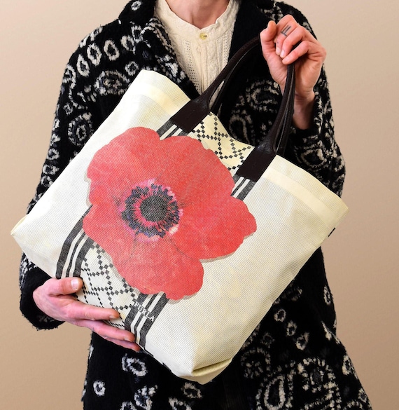 Vintage Furla Reversible Tote Bag: 90s Italian Graphic Floral Y2K