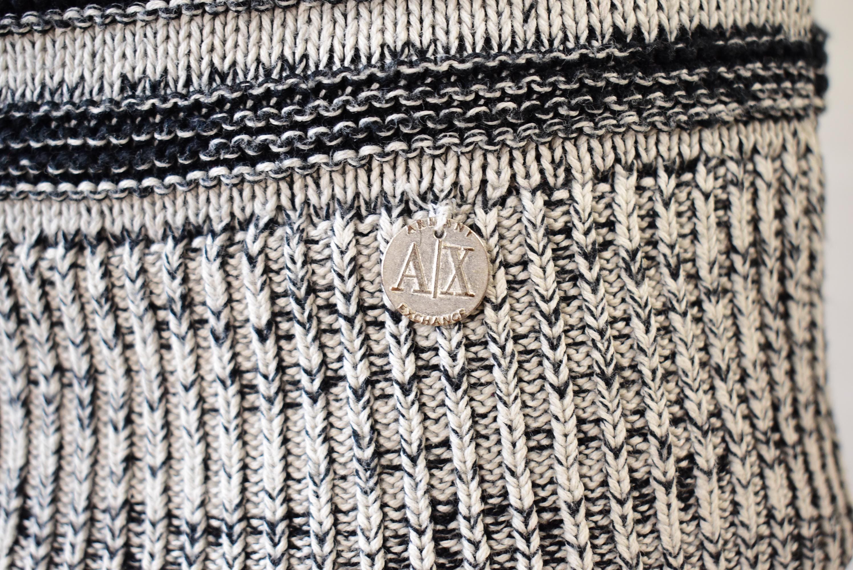 90s Armani Exchange Cardigan: Asymmetrical Knit Cotton Designer 