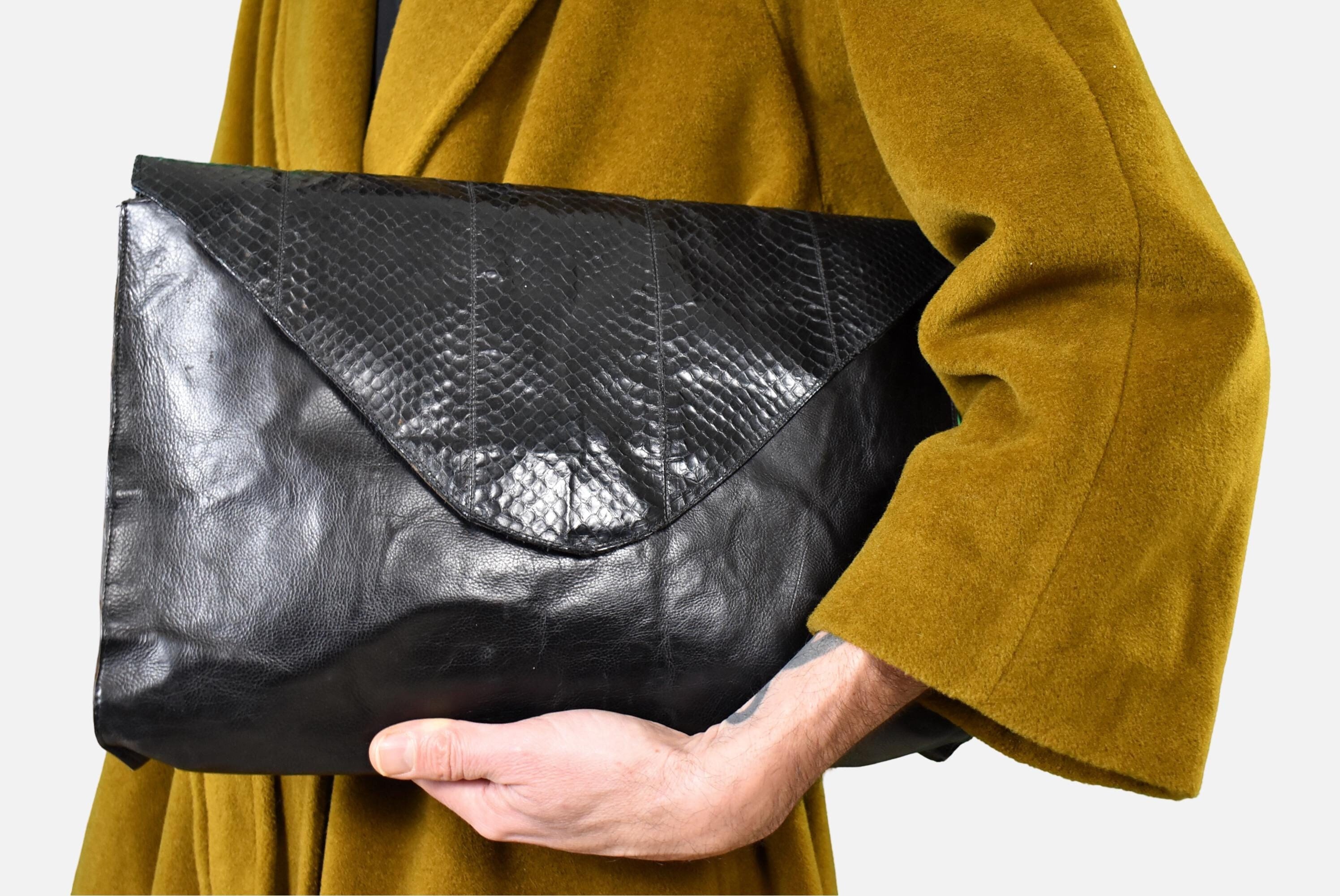 70s Leather Clutch - Etsy 70s Leather Clutch - Etsy