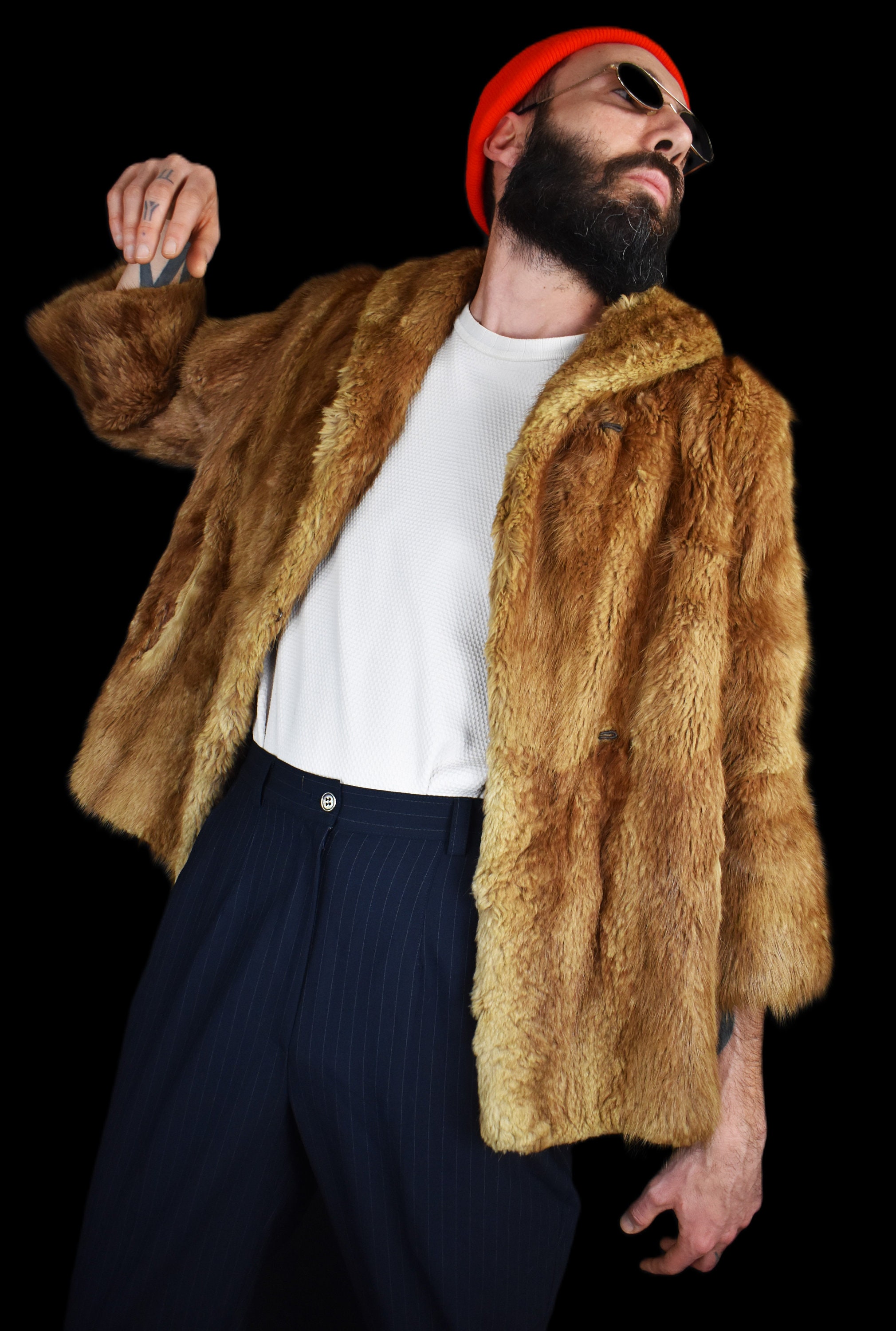 80年代ヴィンテージのレッドフォックスファーコート：クロップド丈の