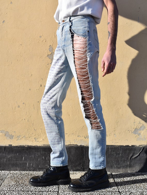 Unique Valentino Vintage 80s Jeans - Handpainted … - image 3