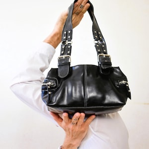 Y2K Black Mini Shoulder Bag: Vintage Statement Grunge Satchel With