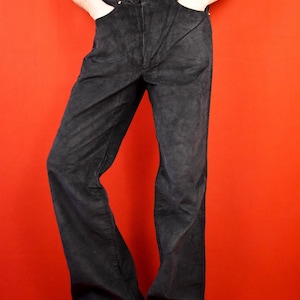 70s Italian Black Corduroy Pants | Vintage Wide Leg Trousers with Label | High Waist Cotton Flare | Unisex Retro Statement 100% Cotton