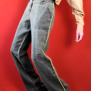 Vintage Baroni Linen Pants | 80s 90s Italian Wide Leg Trousers | Denim Look Linen | Made in Italy | Vintage Summer Pants