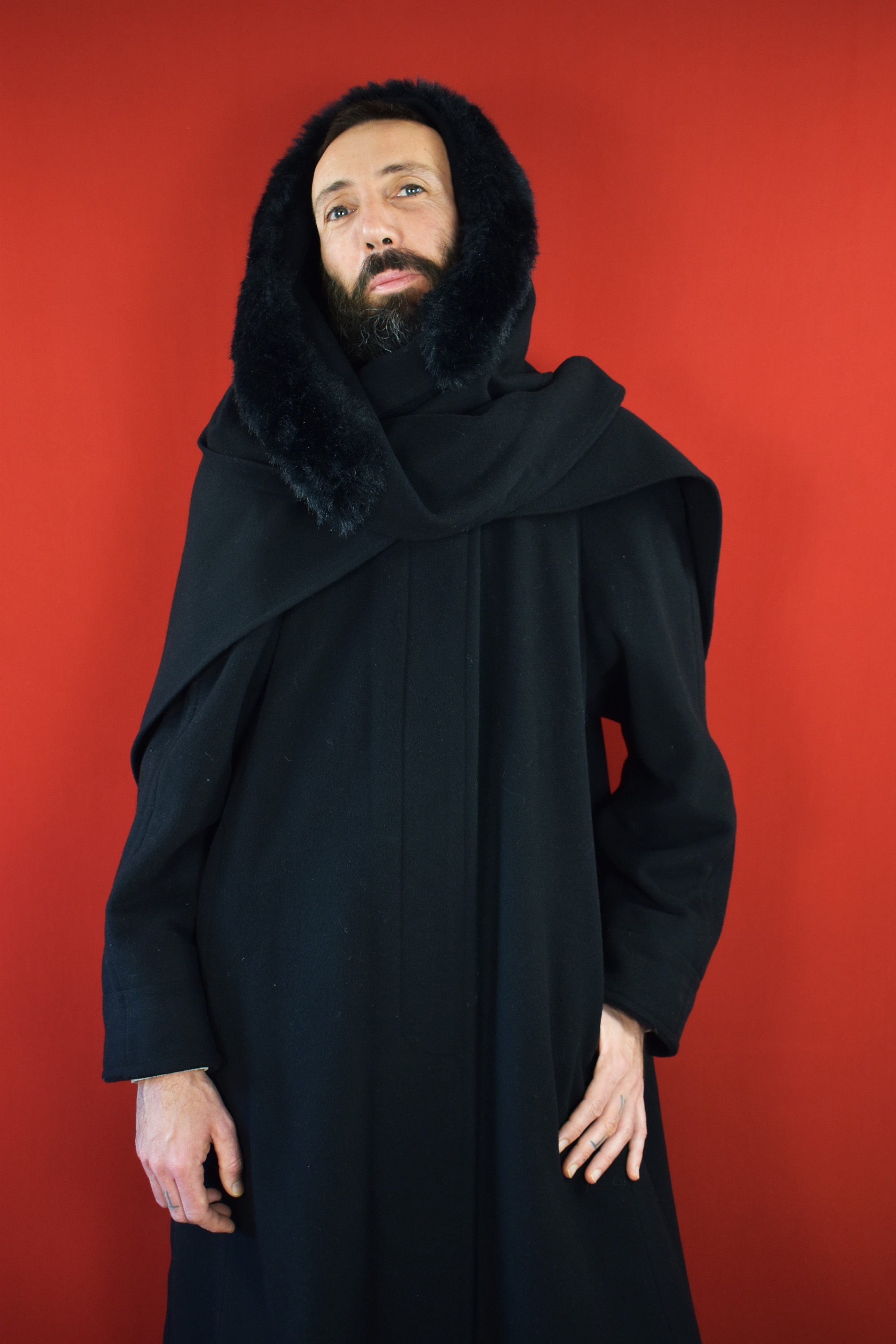 CASHMERE Caped Ulster Coat - Black Inverness Coat - Vintage CASHMERE Caped Ulster Coat - Black Inverness Coat - Vintage