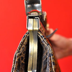 Luxury Italian Vintage 60s 70s Leather Trapeze bag Designer Handbag Brass Frame Bag Top Handle Bag Doctor Antique Bag image 8